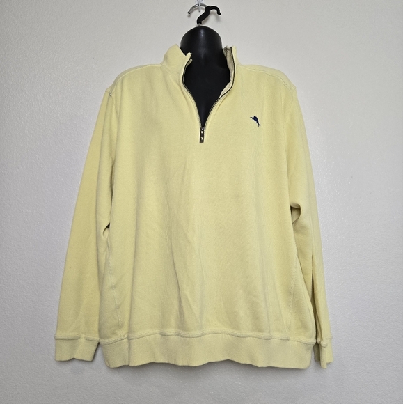 Tommy Bahama Tobago Bay Half Zip Sweatshirt Fresh Lemon Color  Size XXL Preppy - Picture 4 of 14
